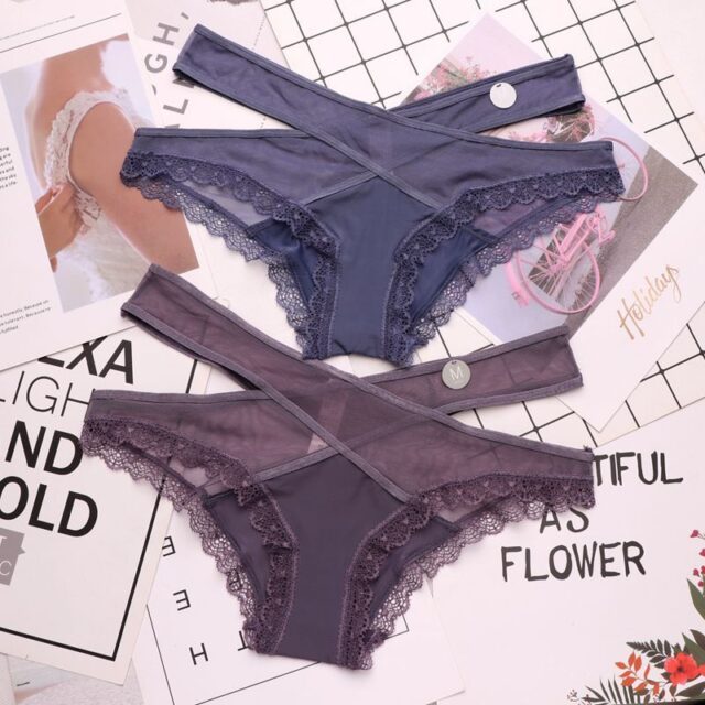 Cross Designed Lace Seamless Panties Lace Underwear Panties cb5feb1b7314637725a2e7: black|Cofee|Gray|Navy|pink|Purple