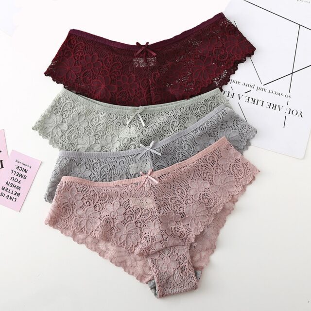 Sexy Low-Rise Floral Lace Cotton Women’s Briefs Lace Underwear Panties cb5feb1b7314637725a2e7: black|Blue|Burgundy|Gray|pink|Red