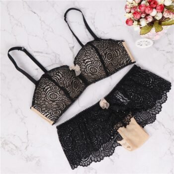 Women’s Floral Lace Bra and Panties Set Lace Underwear Sets cb5feb1b7314637725a2e7: black|pink|white