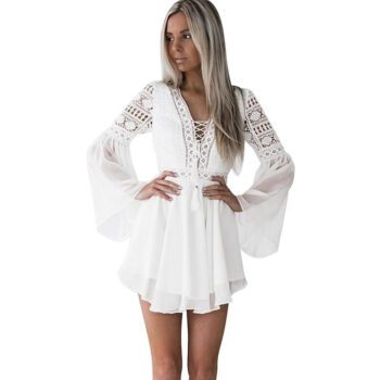 Women’s Lace Embroidery Flare Sleeve Mini Dress Beach Dresses Best Deals Lace Dresses cb5feb1b7314637725a2e7: black|Burgundy|Navy Blue|white
