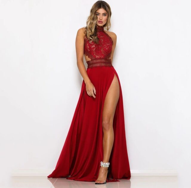 Women’s Floral Lace Evening Dress Evening Dresses Lace Dresses cb5feb1b7314637725a2e7: black|Red