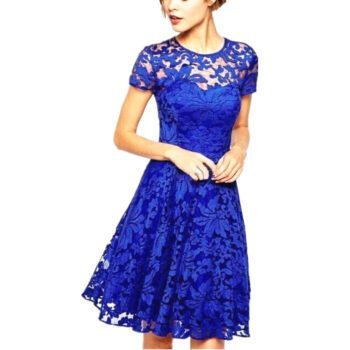 Women’s Floral Lace O-Neck Dress Evening Dresses Lace Dresses cb5feb1b7314637725a2e7: black|Blue|pink|Red|white
