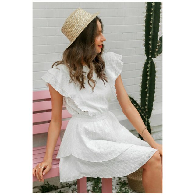 Boho White Women’s Mini Dress with Ruffles Lace Dresses Party Dresses cb5feb1b7314637725a2e7: white