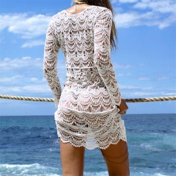 Crochet Summer Beach Dress for Women Beach Dresses Lace Dresses cb5feb1b7314637725a2e7: Beige|black|white