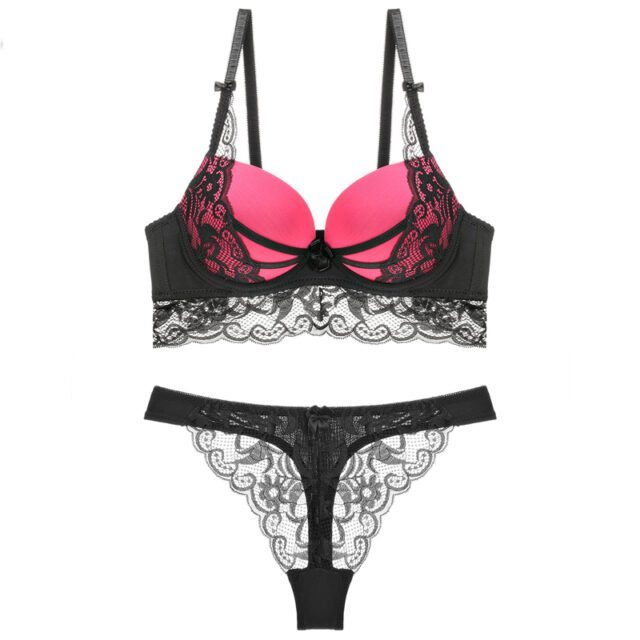 Lace Push-Up Bra and Panties Underwear Set Lace Underwear Sets cb5feb1b7314637725a2e7: black|pink|Red|white