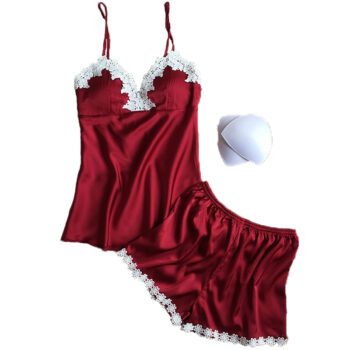 Women’s Lace-Trim Nightwear Lace Sleepwear cb5feb1b7314637725a2e7: black|Dark Blue|Lavender|Light Pink|Red
