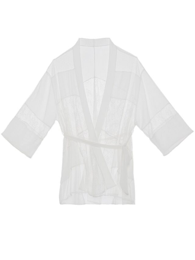 Women’s Long Sleeved Lace Decoraed Robe cb5feb1b7314637725a2e7: black|white