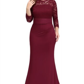 Women’s Plus Size Lace Maxi Dress cb5feb1b7314637725a2e7: black|Burgundy|Navy Blue|Red|Royal Blue