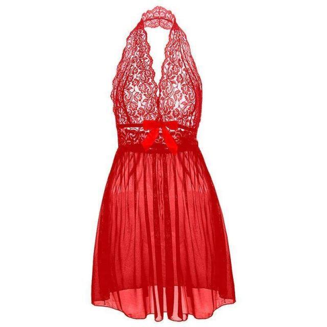 Women’s Enchanting Lace Halter Babydoll Lingerie Lace Dresses Party Dresses cb5feb1b7314637725a2e7: black|Red